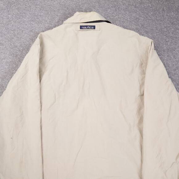 VTG 90s Nautica Snap Large Beige Long Sleeve Collared Windbreaker Jacket - Picture 15 of 15
